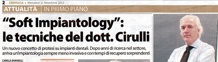 Il dr. Cirulli sul Corriere Laziale